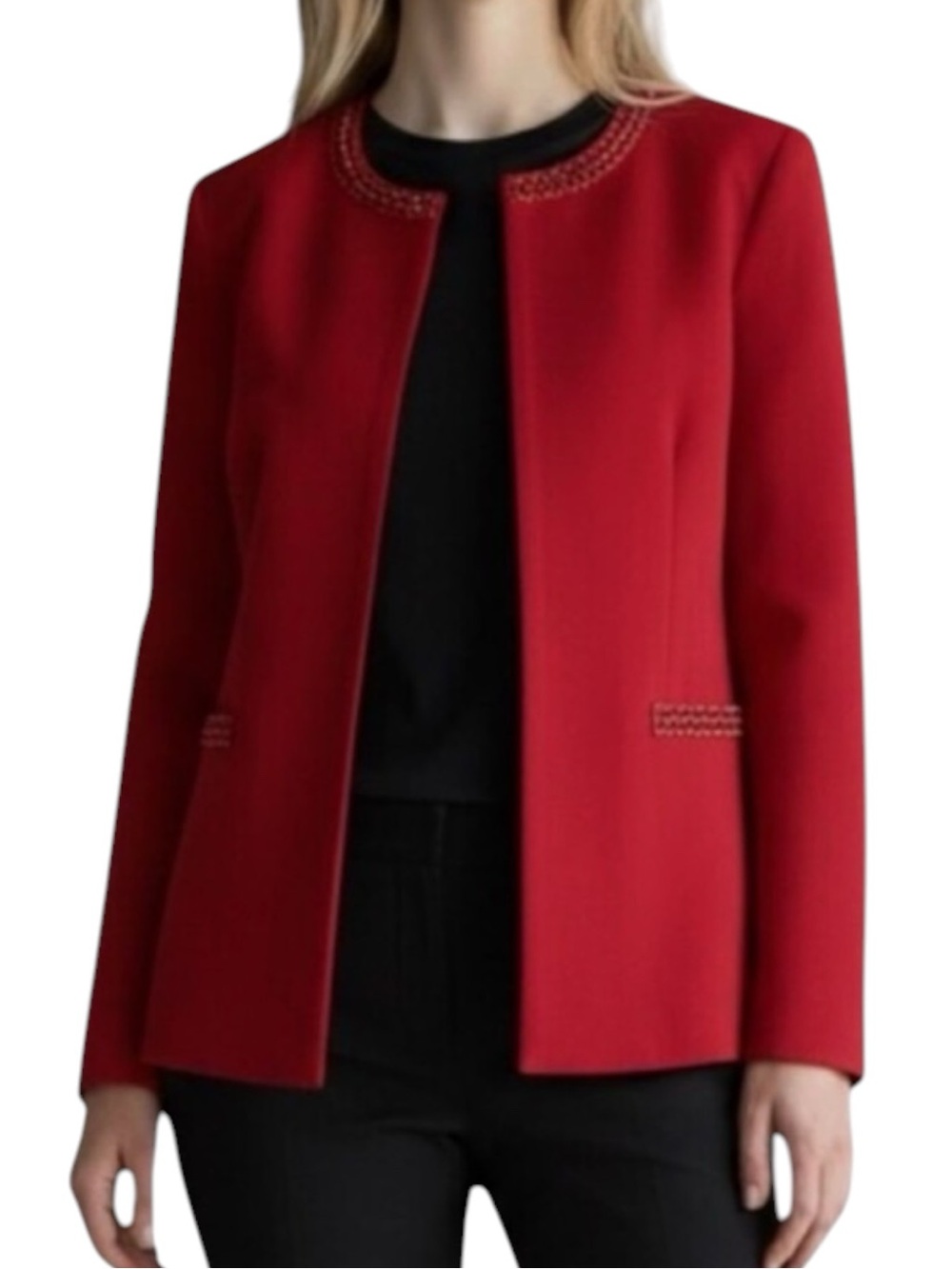 John Meyer Red Beaded Long Jacket Coat NWT Size 8 Event Party Occasion